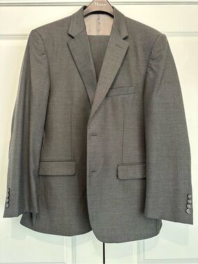 Kenneth Cole Men's Gray Two-Button Notch Lapel Suit Jacket